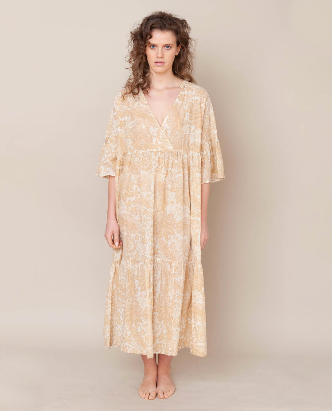 Tulsi Organic Cotton Dress In Cream Print