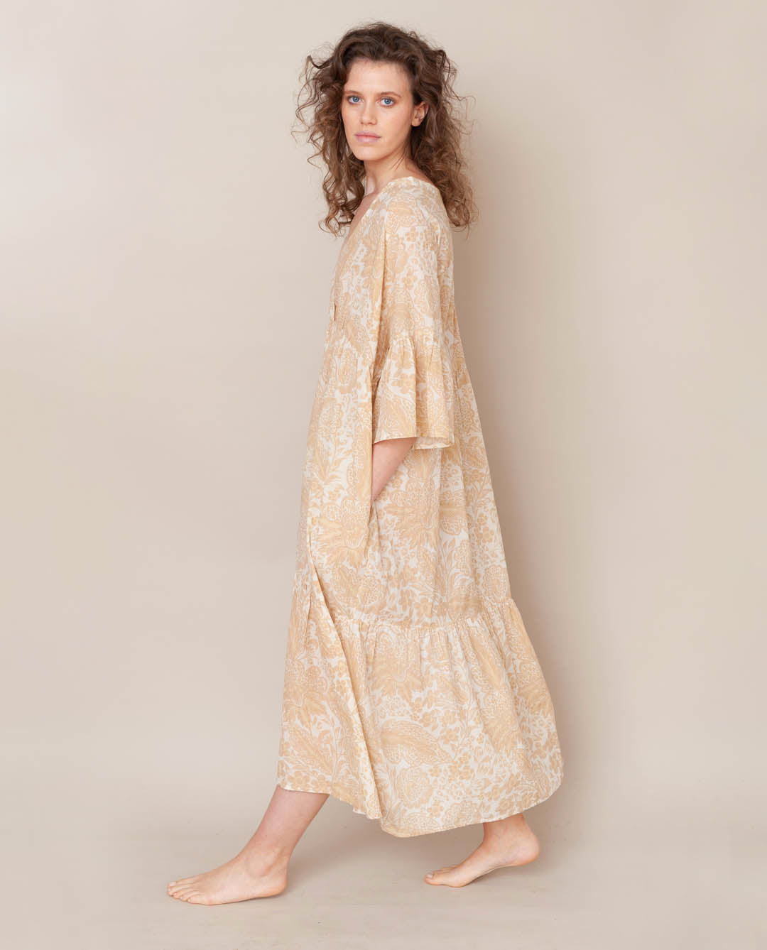 Tulsi Organic Cotton Dress In Cream Print