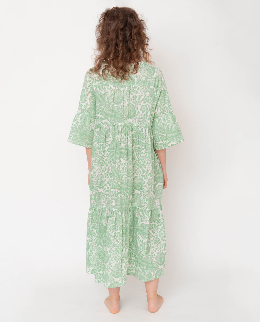 Tulsi Organic Cotton Dress In Green Print