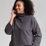 Ula Organic Cotton Top In Dark Grey Marl
