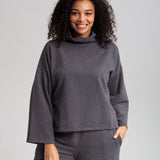Ula Organic Cotton Top In Dark Grey Marl