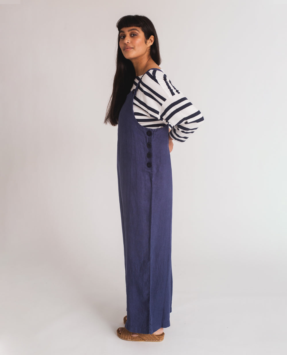 Unity-Jane Linen Jumpsuit In Navy