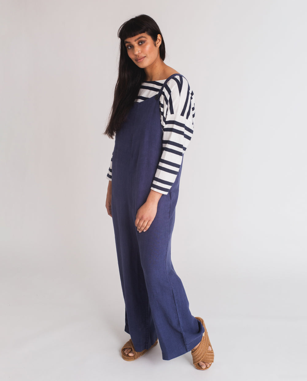 Unity-Jane Linen Jumpsuit In Navy