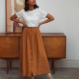 Ursa Linen Skirt In Almond