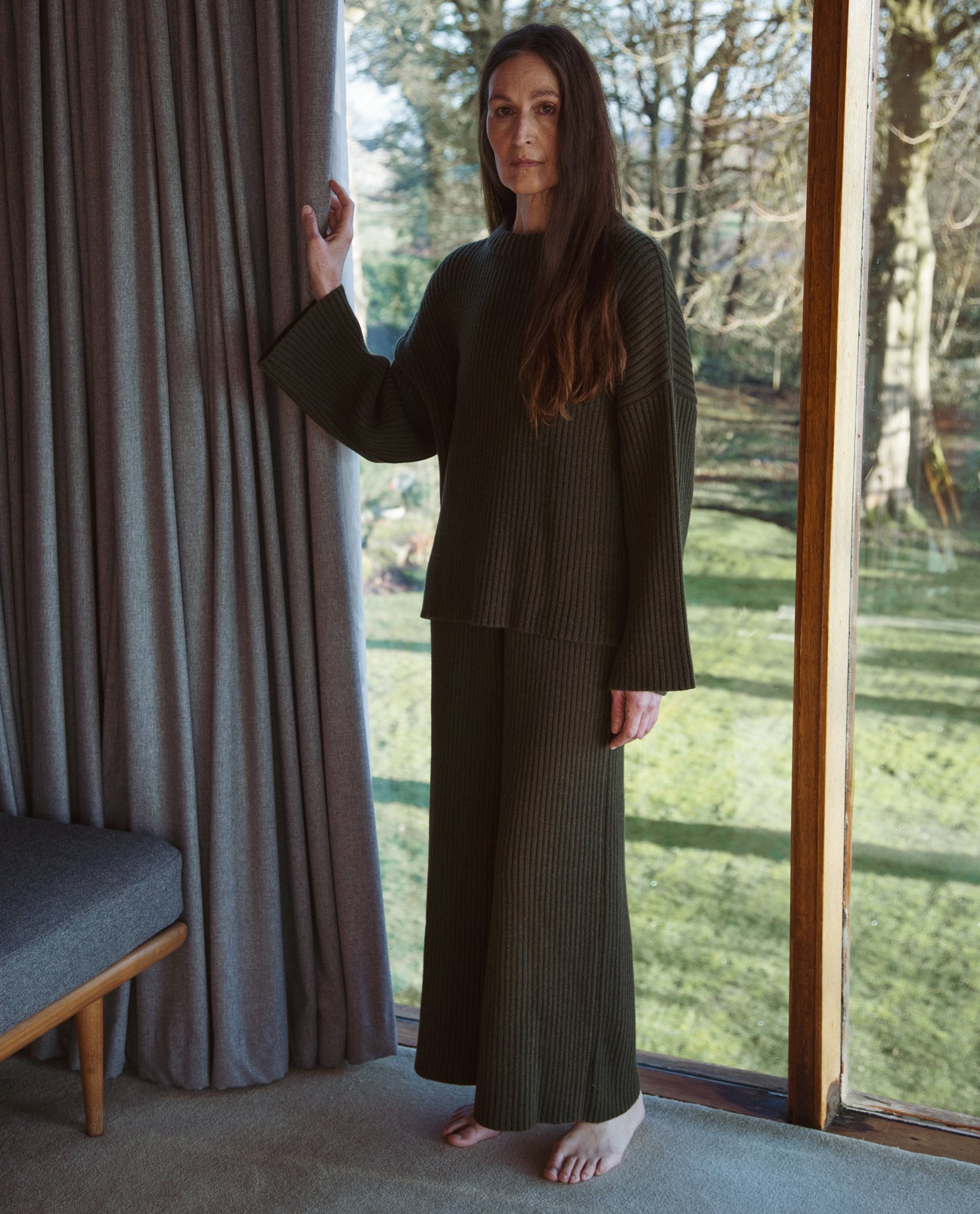 Valda Alpaca And Recycled Wool Trousers In Army
