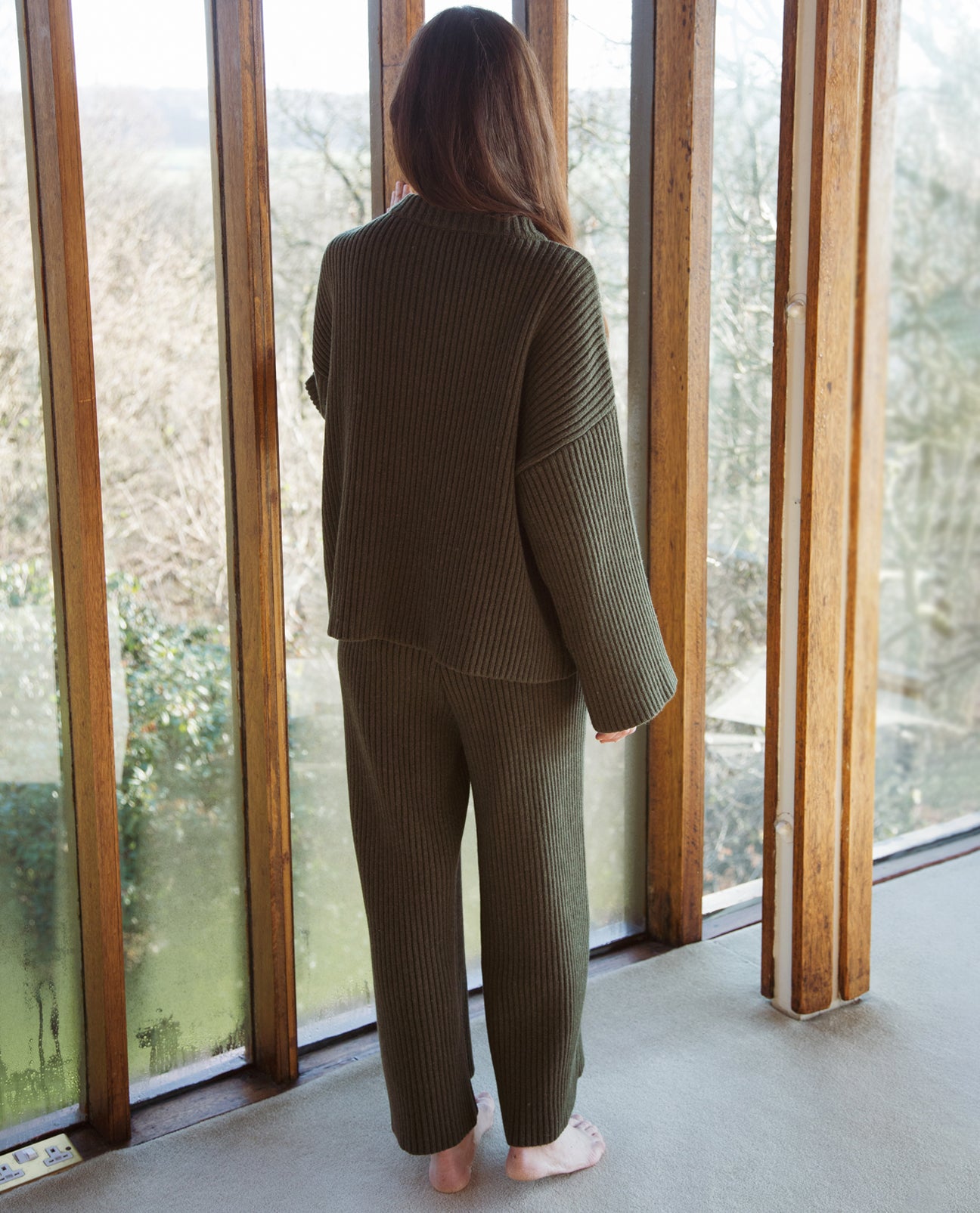 Valda Alpaca And Recycled Wool Trousers In Army
