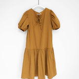Valene Cotton Seersucker Dress In Burnt Ochre