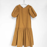Valene Cotton Seersucker Dress In Burnt Ochre