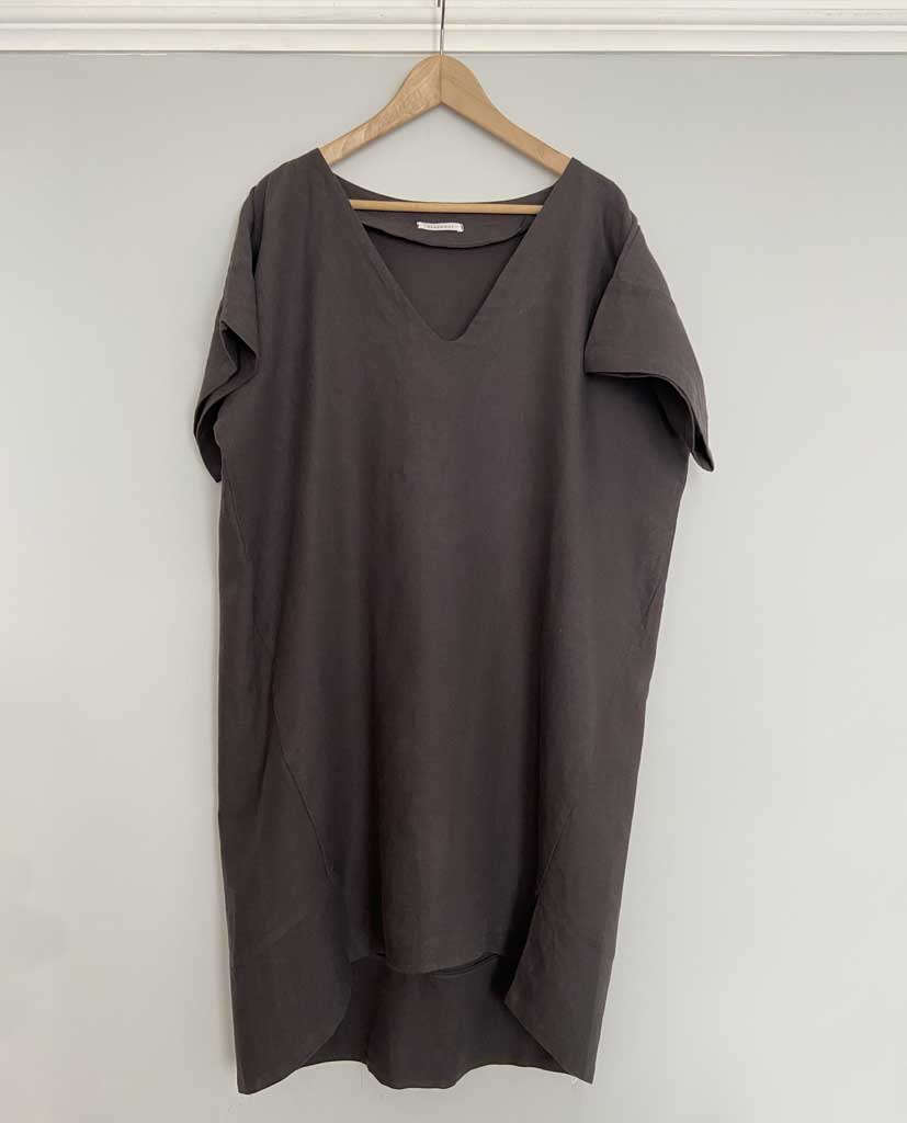 Vanessa Linen and Cotton Dress in Charcoal M