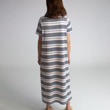 Viola-Sue Organic Cotton Dress In Off White, Navy & Amaranth