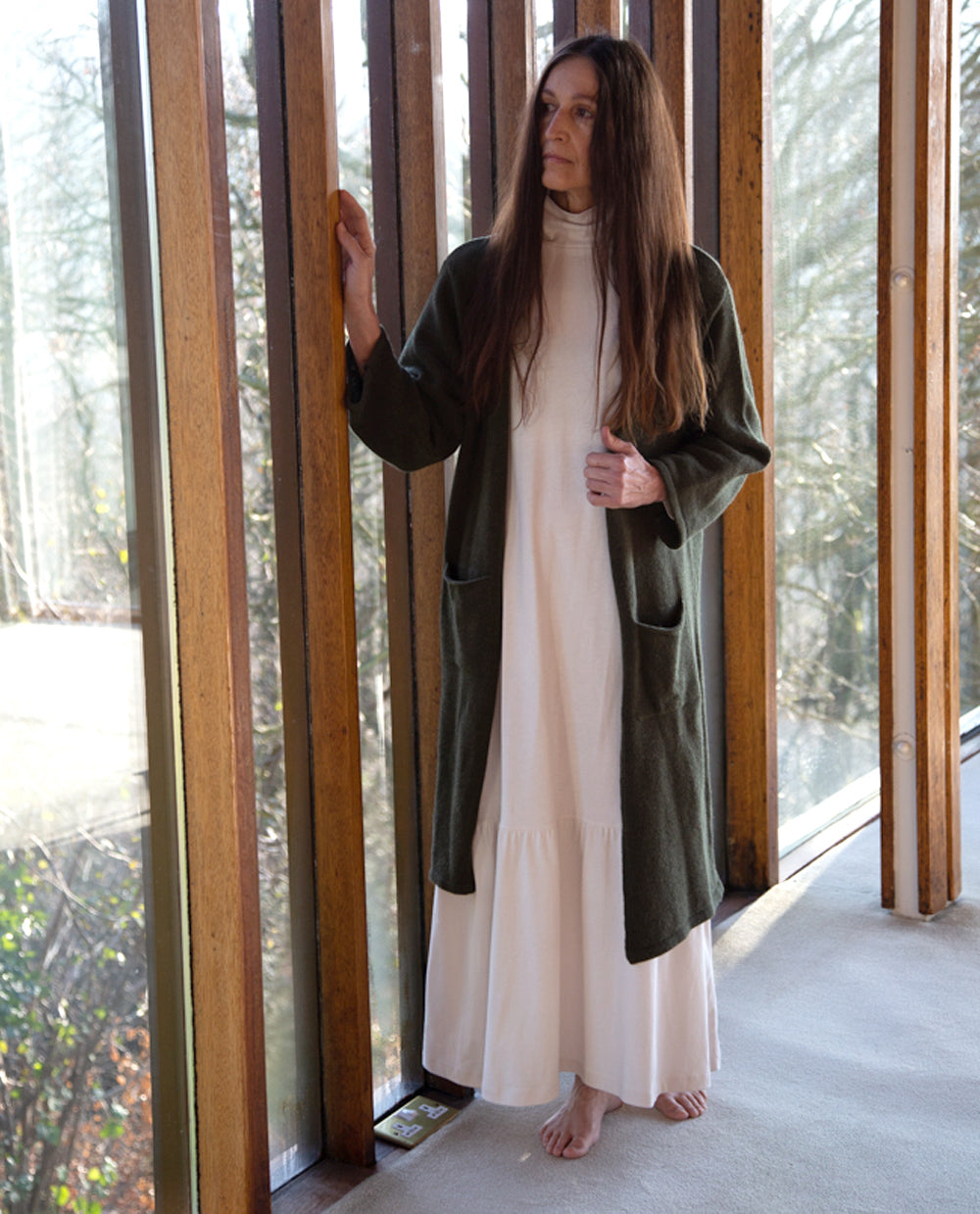 Whitney Alpaca And Recycled Wool Cardigan In Army