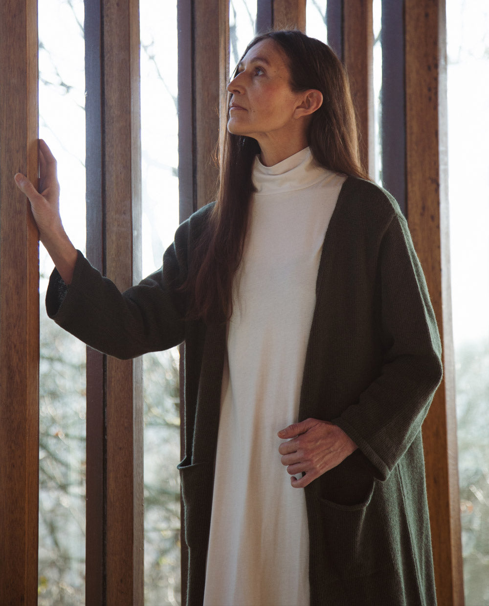 Whitney Alpaca And Recycled Wool Cardigan In Army