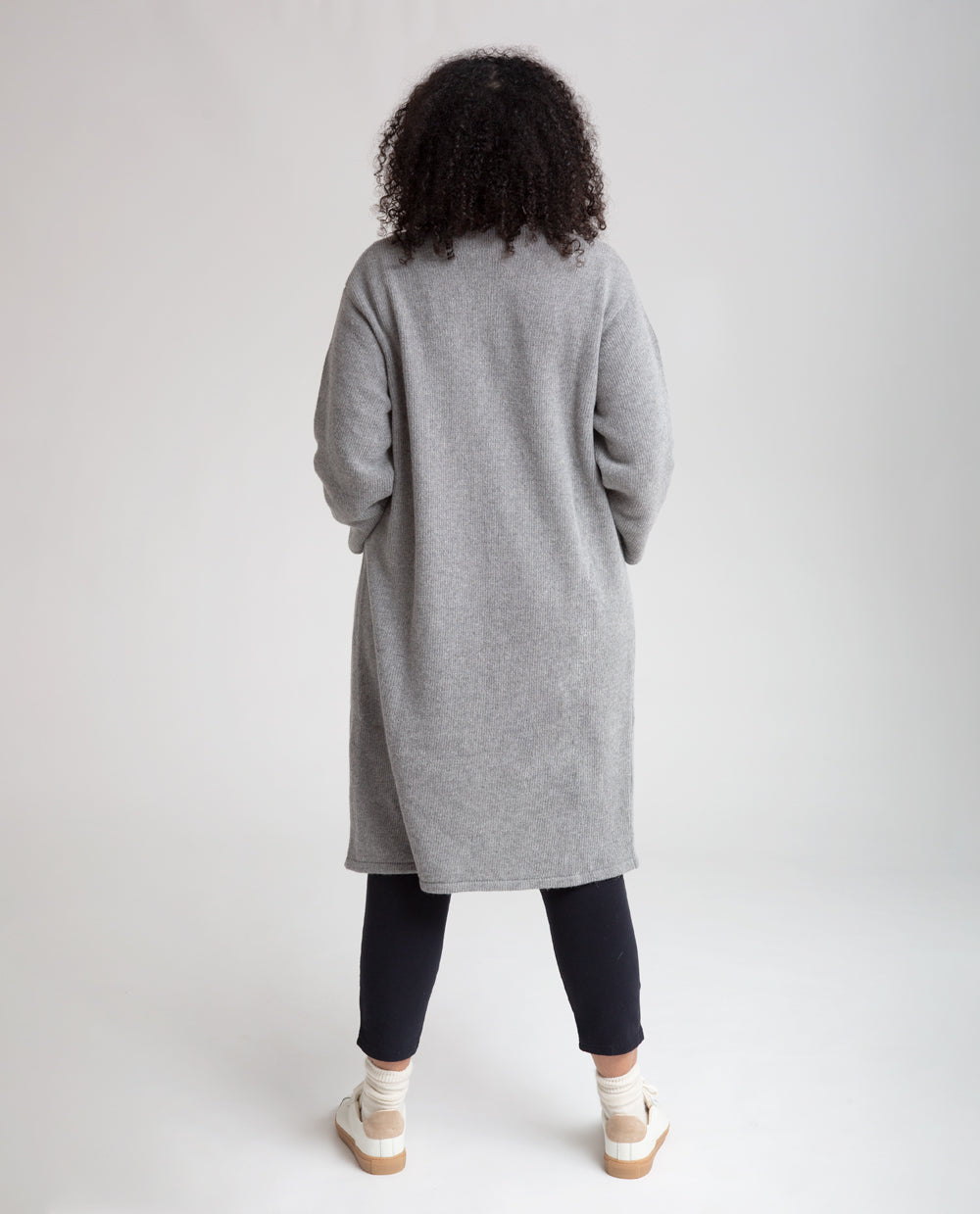 Whitney Alpaca And Recycled Wool Cardigan In Grey Marl