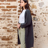 Whitney-Rose Virgin Wool Cardigan In Dark Grey Marl