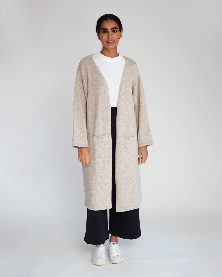 Whitney-Rose Virgin Wool Cardigan In Beige