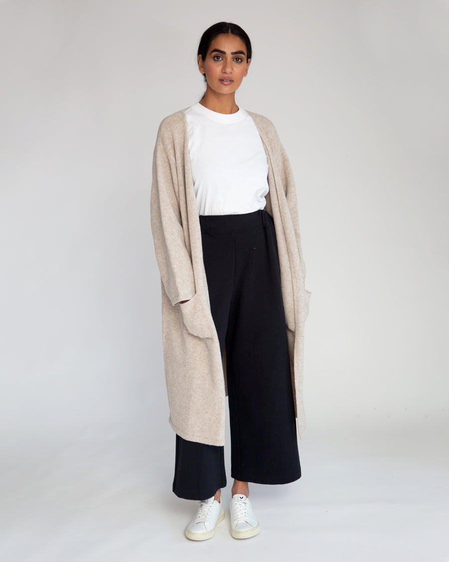 Whitney-Rose Virgin Wool Cardigan In Beige