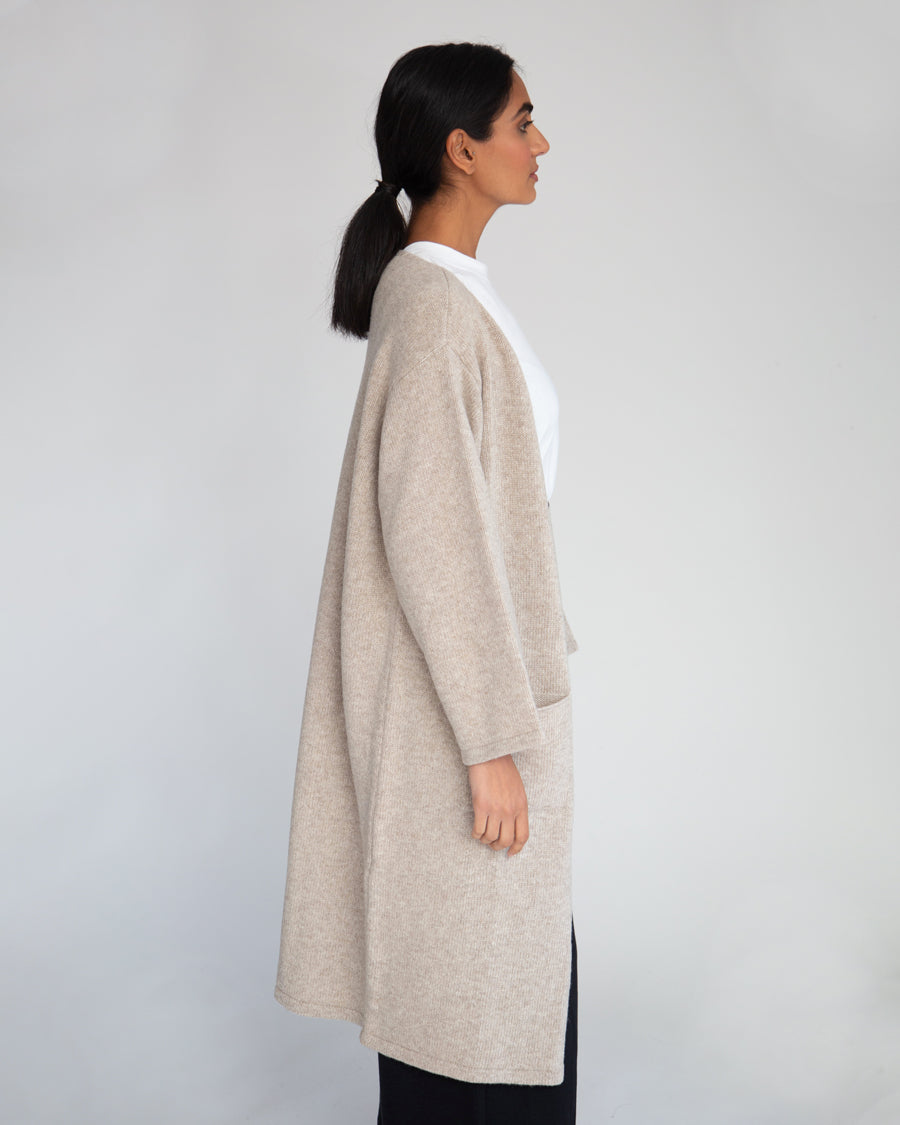 Whitney-Rose Virgin Wool Cardigan In Beige