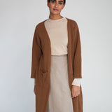 Whitney-Rose Virgin Wool Cardigan In Tan