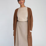 Whitney-Rose Virgin Wool Cardigan In Tan
