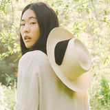 Wide Brim Hat With Black Tie