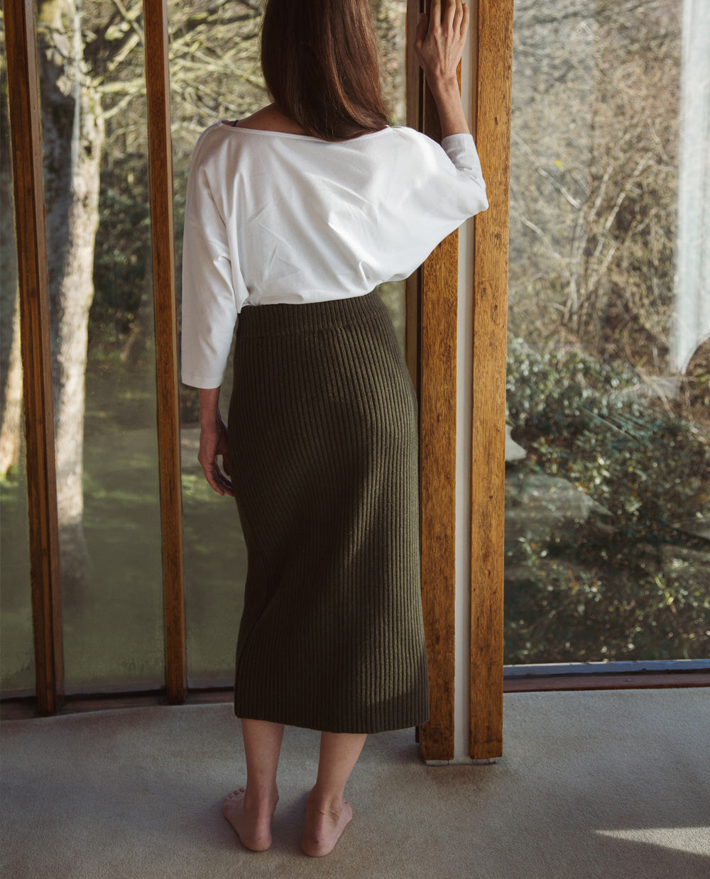 Xenthe Alpaca And Recycled Wool Skirt In Army