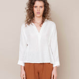 Ximena-May Organic Cotton & Linen Top In Off White