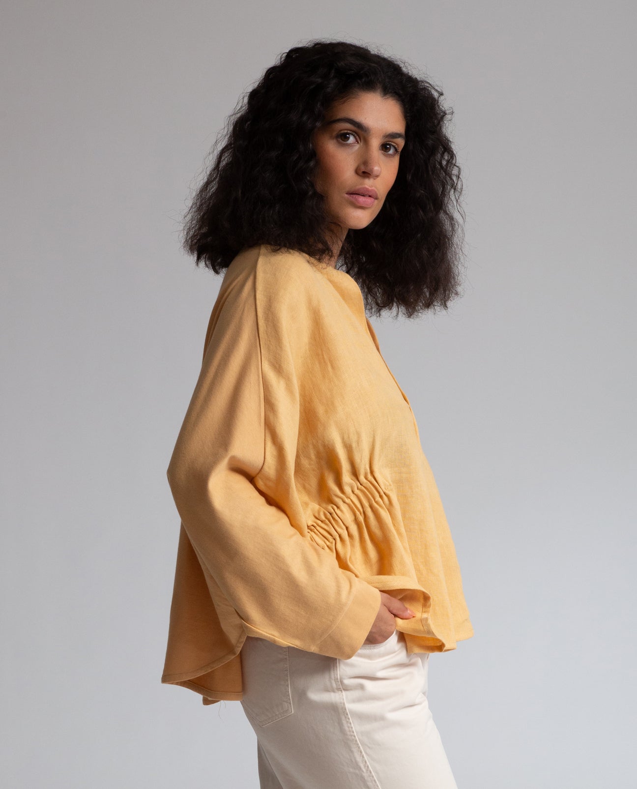 Ximena-May Organic Cotton & Linen Blouse In Sunflower