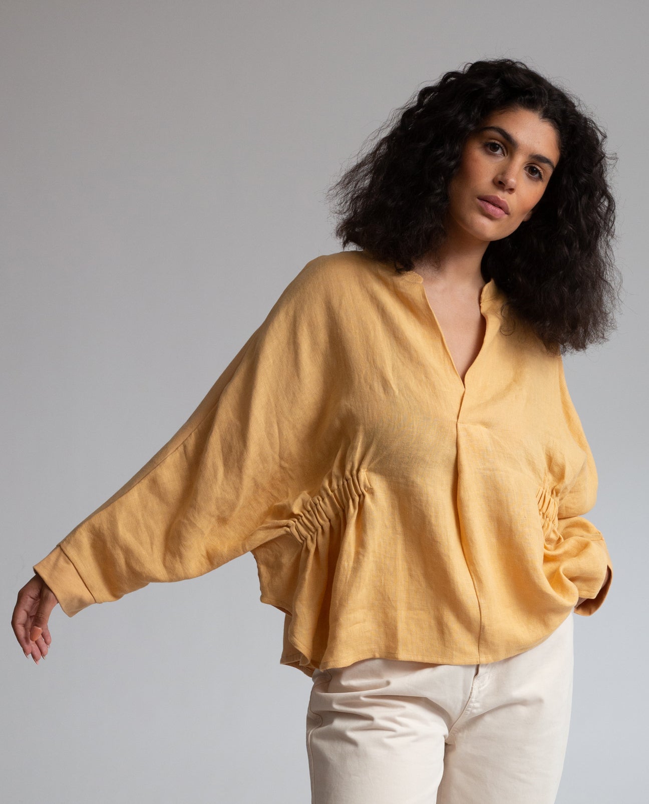 Ximena-May Organic Cotton & Linen Blouse In Sunflower
