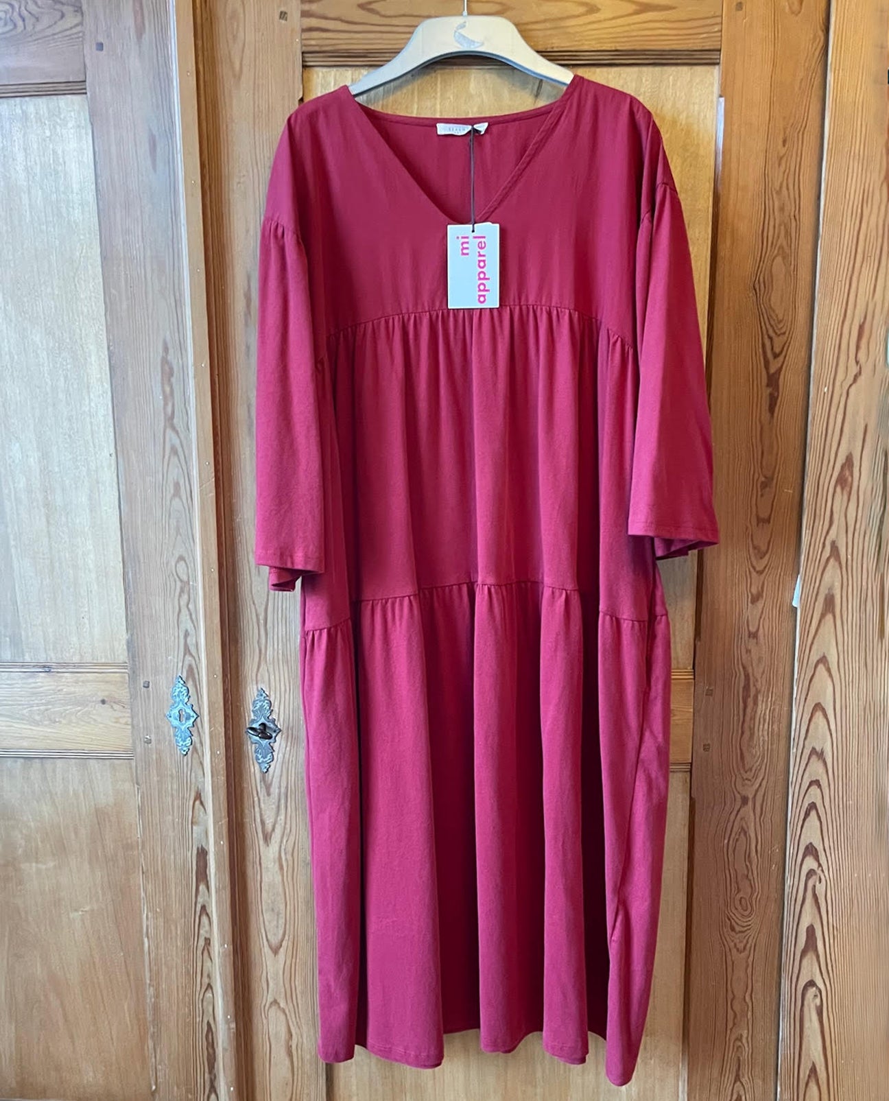 Yara Organic Cotton Dress in Cranberry XS