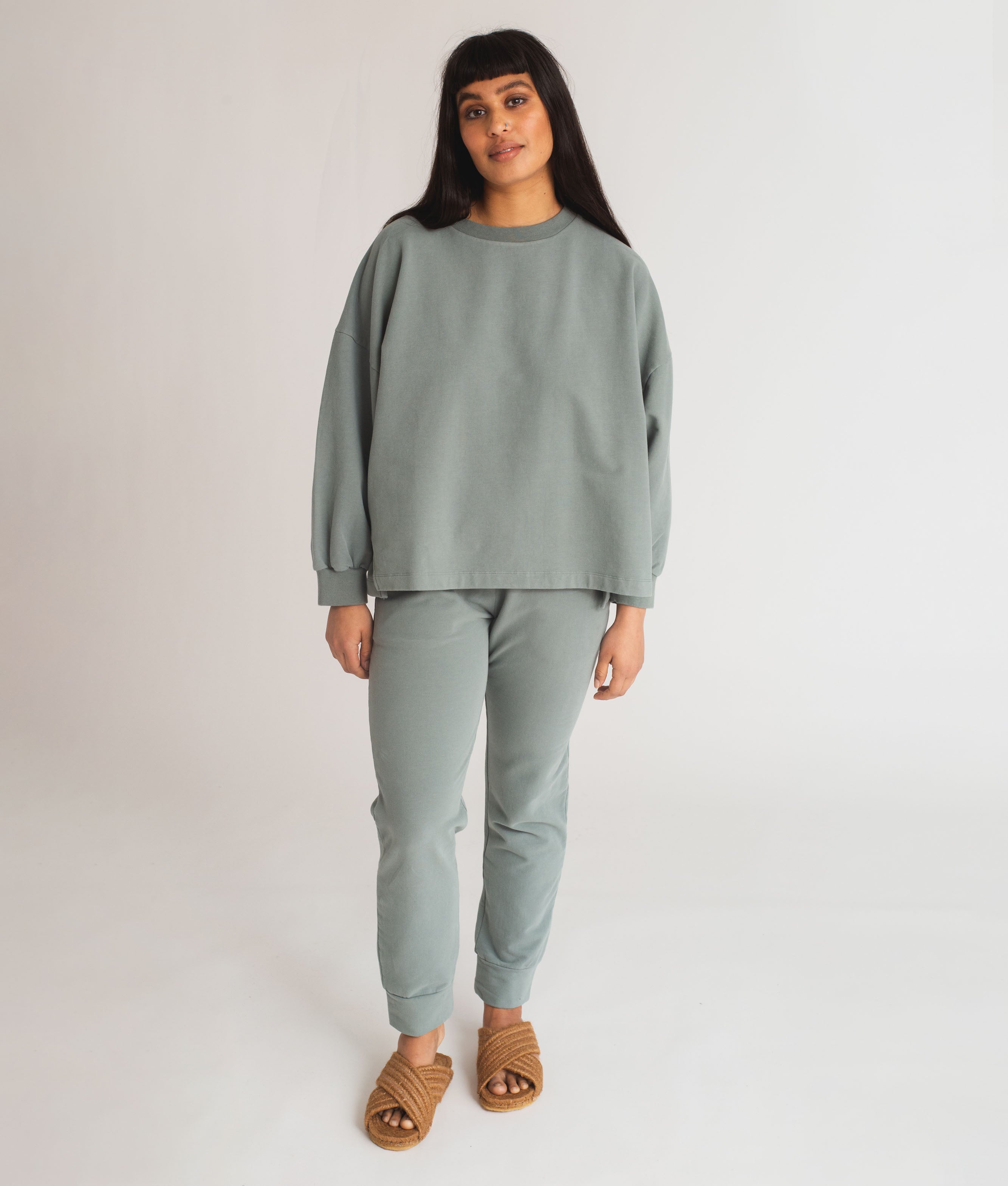 Zadie Organic Cotton Trousers In Ocean