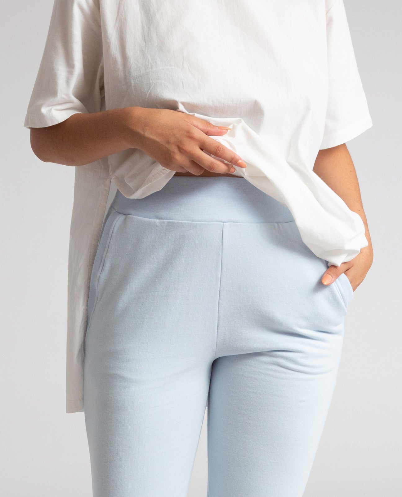 Zadie Organic Cotton Trousers In Pale Blue