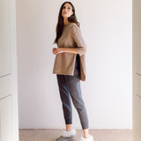 Zadie Organic Cotton Trousers In Dark Grey Marl