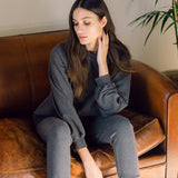 Zadie Organic Cotton Trousers In Dark Grey Marl