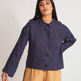 Zanna Linen Jacket In Navy