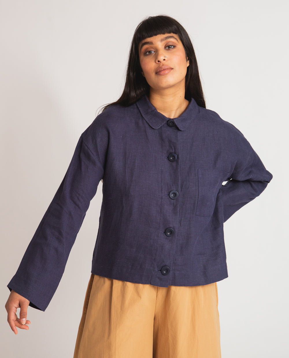 Zanna Linen Jacket In Navy